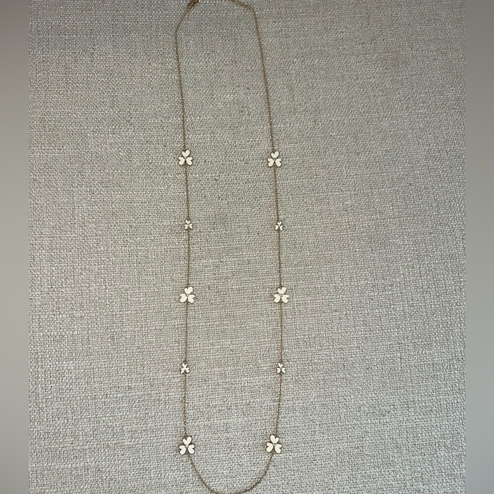 Kate Spade Long Gold and White Flower Necklace